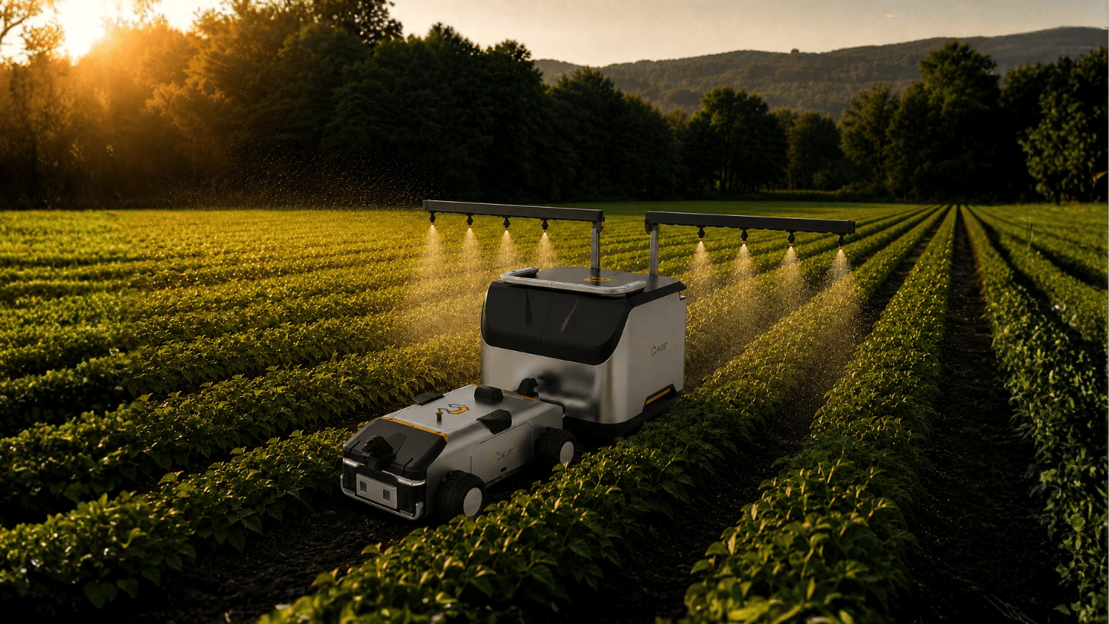 CHORE irrigation robot watering crops in a field